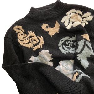 Retro Floral Sweater M